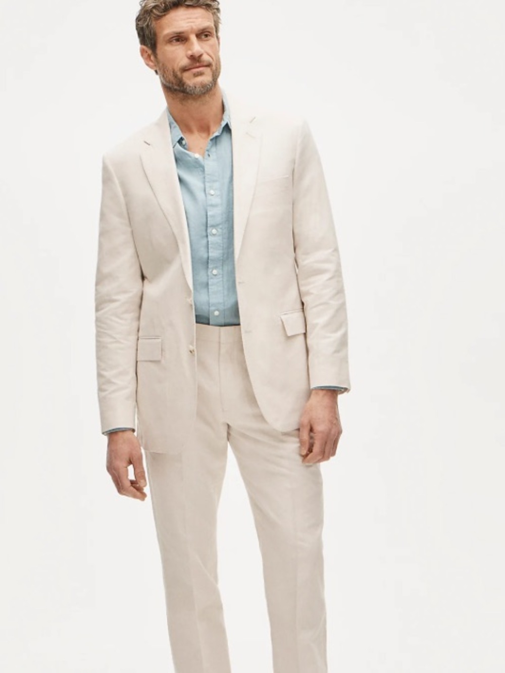 J crew cream Ludlow Slim-fit suit jacket in Baird McNutt Irish cotton-linen blen